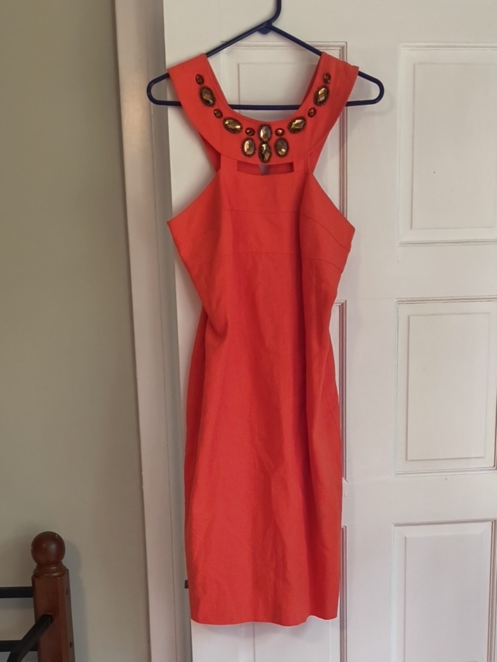 new directions Orange Midi Dress with Jewel Accent